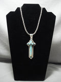Huge Vintage Navajo Turquoise Cross Native American Jewelry Silver Necklace Old-Nativo Arts