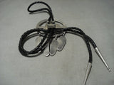 Huge Vintage Navajo Turquoise Eagle Native American Jewelry Silver Bolo Tie-Nativo Arts
