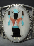 Huge Vintage Navajo Turquoise Kachina Sterling Native American Jewelry Silver Bracelet Old-Nativo Arts