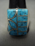 Huge Vintage Navajo Turquoise Native American Jewelry Silver Ring Old-Nativo Arts