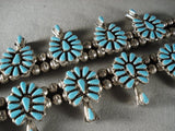 Huge Vintage Navajo Turquoise Native American Jewelry Silver Squash Blossom Necklace-Nativo Arts