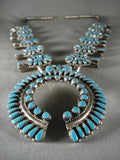 Huge Vintage Navajo Turquoise Native American Jewelry Silver Squash Blossom Necklace-Nativo Arts