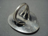 Huge!! Vintage Navajo Turquoise Pyrite Trove Sterling Silver Ring Old-Nativo Arts