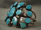 Huge Vintage Navajo turquoise Star Native American Jewelry Silver Bracelet-Nativo Arts