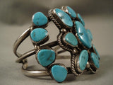 Huge Vintage Navajo turquoise Star Native American Jewelry Silver Bracelet-Nativo Arts