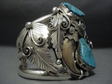 Huge Vintage Navajo Turquoise Sterling Native American Jewelry Silver Bracelet-Nativo Arts