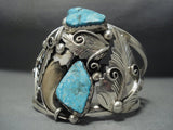 Huge Vintage Navajo Turquoise Sterling Native American Jewelry Silver Bracelet-Nativo Arts