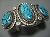 Huge Vintage Navajo Turquoise Sterling Native American Jewelry Silver Bracelet Old-Nativo Arts