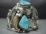 Huge Vintage Navajo Turquoise Sterling Native American Jewelry Silver Bracelet-Nativo Arts