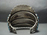 Huge Vintage Navajo Turquoise Sterling Native American Jewelry Silver Cluster Bracelet Old-Nativo Arts