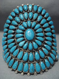 Huge Vintage Navajo Turquoise Sterling Native American Jewelry Silver Cluster Bracelet Old-Nativo Arts