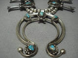 Huge!! Vintage Navajo Turquoise Sterling Native American Jewelry Silver Squash Blossom Necklace Old-Nativo Arts