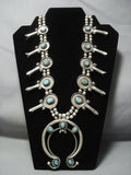 Huge!! Vintage Navajo Turquoise Sterling Native American Jewelry Silver Squash Blossom Necklace Old-Nativo Arts