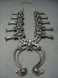Huge!! Vintage Navajo Turquoise Sterling Native American Jewelry Silver Squash Blossom Necklace Old-Nativo Arts