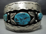 Huge Vintage Navajo Turquoise Sterling Silver Native American Jewelry Bracelet-Nativo Arts
