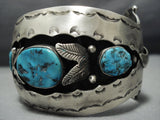 Huge Vintage Navajo Turquoise Sterling Silver Native American Jewelry Bracelet-Nativo Arts