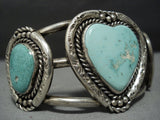 Huge Vintage Navajo Turquoise Sterling Silver Native American Jewelry Bracelet Old-Nativo Arts