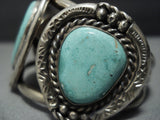Huge Vintage Navajo Turquoise Sterling Silver Native American Jewelry Bracelet Old-Nativo Arts