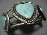 Huge Vintage Navajo Turquoise Sterling Silver Native American Jewelry Bracelet Old-Nativo Arts