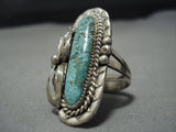 Huge Vintage Navajo Turquoise Sterling Silver Native American Jewelry Ring-Nativo Arts
