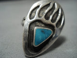 Huge Vintage Navajo Turquoise Sterling Silver Native American Jewelry Ring Old-Nativo Arts