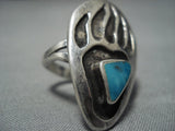 Huge Vintage Navajo Turquoise Sterling Silver Native American Jewelry Ring Old-Nativo Arts
