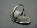 Huge Vintage Navajo Turquoise Sterling Silver Native American Jewelry Ring Old-Nativo Arts