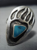 Huge Vintage Navajo Turquoise Sterling Silver Native American Jewelry Ring Old-Nativo Arts