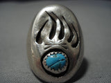 Huge Vintage Navajo Turquoise Sterling Silver Native American Ring Old-Nativo Arts