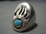 Huge Vintage Navajo Turquoise Sterling Silver Native American Ring Old-Nativo Arts