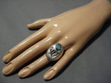 Huge Vintage Navajo Turquoise Sterling Silver Native American Ring Old-Nativo Arts