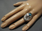 Huge Vintage Navajo Turquoise Sterling Silver Native American Ring Old-Nativo Arts