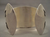 Huge Vintage Navajo 'Turquoise Water Wave' Native American Jewelry Silver Bracelet Old-Nativo Arts