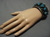Huge Vintage Navajo Turquoise Wave Sterling Silver Native American Cuff Bracelet-Nativo Arts