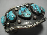 Huge Vintage Navajo Turquoise Wave Sterling Silver Native American Cuff Bracelet-Nativo Arts