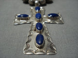Huge Vintage Navajo Yazzie Lapis Sterling Silver Native American Jewelry Necklace Old-Nativo Arts