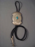 Huge Vintage Navajo Yazzie Turquoise Native American Jewelry Silver Bolo Tie-Nativo Arts