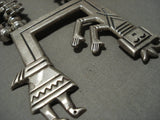 Huge Vintage Navajo Yeibichai Sterling Native American Jewelry Silver Squqash Blossom Necklace Old-Nativo Arts