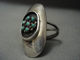 Huge Vintage Navajo/ Zuni Snake Eyes Turquoise Native American Jewelry Silver Ring-Nativo Arts