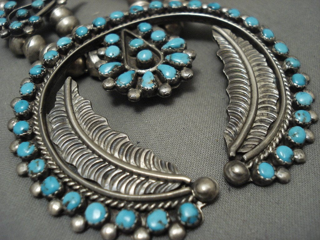 Huge Vintage Navajo/ Zuni 'Snake Eyes' Turquoise Squash Blossom