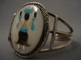 Huge Vintage Zuni Apache Kachina Dancer Native American Jewelry Silver Bracelet-Nativo Arts