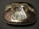 Huge Vintage Zuni Navajo Ram Native American Jewelry Silver Buckle-Nativo Arts