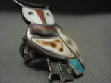 Huge Vintage Zuni Turquoise Shell Coral Native American Jewelry Silver Ring Old-Nativo Arts