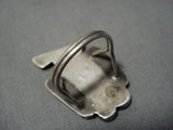 Huge Vintage Zuni Turquoise Sterling Silver Inlay Native American Ring Old-Nativo Arts