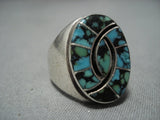 Huge Vintage Zuni Twisting Turquoise Sterling Silver Ring Old Native American Jewelry-Nativo Arts