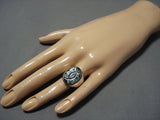 Huge Vintage Zuni Twisting Turquoise Sterling Silver Ring Old Native American Jewelry-Nativo Arts