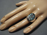 Huge Vintage Zuni Twisting Turquoise Sterling Silver Ring Old Native American Jewelry-Nativo Arts