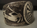 Huge Vintga Enavajo/ Hopi Native American Jewelry Silver Turtle Kokopelli Native American Jewelry Silver Bracelet-Nativo Arts