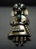 Huge!! Vintqage Native American Jewelry Navajo Turquoise Sterling Silver Kachina Ring Old-Nativo Arts
