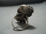 Huge!! Vintqage Native American Jewelry Navajo Turquoise Sterling Silver Kachina Ring Old-Nativo Arts